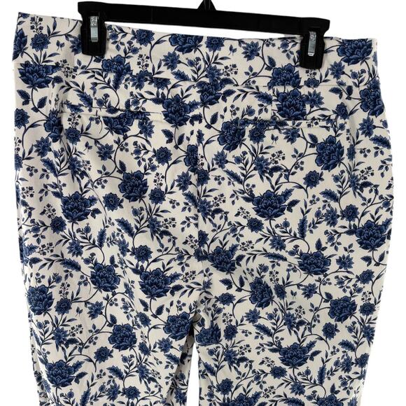 Talbots Blue Floral Chatham Ankle White Cotton Pants - Picture 9 of 12